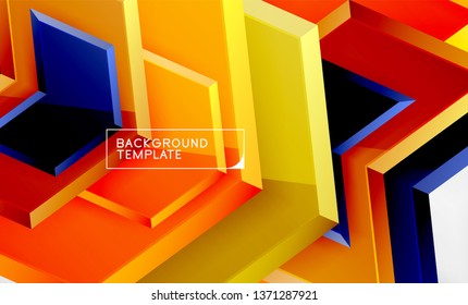 Abstract glossy techno arrows background, vector illustration
