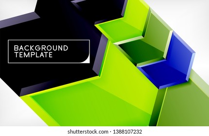 Abstract glossy techno arrows background, vector illustration