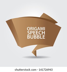 Abstract glossy vintage retro brown origami speech bubble. Vector brown abstract background for website or brochure design.