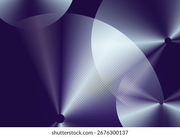 Abstractas círculos metálicos violeta brillante y cuadrados puntean el fondo futurista. Diseño de Vector geométrico