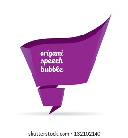 Abstract glossy violet origami speech bubble. Vector violet abstract background.