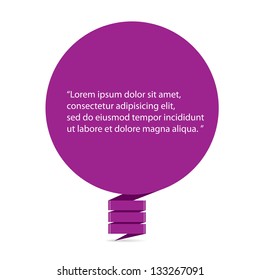 Abstract glossy violet speech bubble. Vector abstract background. Violet brochure template. Circle design background.