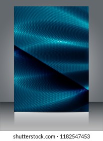 Abstract glossy wavy lines minimal concept background. Vertical A4 page size brochure & flyer cover template.