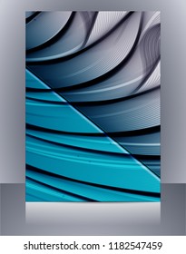 Abstract glossy wavy lines minimal concept background. Vertical A4 page size brochure & flyer cover template.