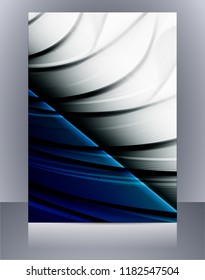 Abstract glossy wavy lines minimal concept background. Vertical A4 page size brochure & flyer cover template.