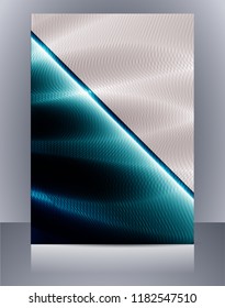 Abstract glossy wavy lines minimal concept background. Vertical A4 page size brochure & flyer cover template.