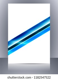 Abstract glossy wavy lines minimal concept background. Vertical A4 page size brochure & flyer cover template.