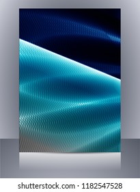Abstract glossy wavy lines minimal concept background. Vertical A4 page size brochure & flyer cover template.