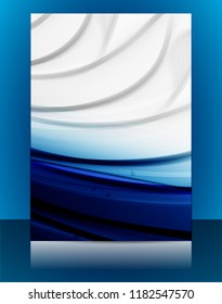 Abstract glossy wavy lines minimal concept background. Vertical A4 page size brochure & flyer cover template.