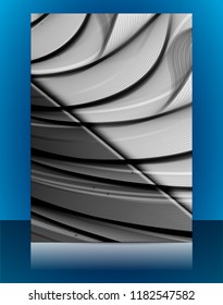 Abstract glossy wavy lines minimal concept background. Vertical A4 page size brochure & flyer cover template.