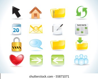 abstract glossy web icons set vector illustration