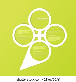 Abstract glossy white origami speech bubble green background. Vector abstract cut paper background.Green brochure template.
