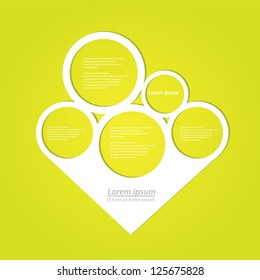 Abstract glossy white origami speech bubble on green background. Vector abstract cut paper background.Green brochure template.