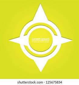 Abstract glossy white origami speech bubble on green background. Vector abstract cut paper background.Green brochure template.