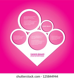 Abstract glossy white origami speech bubble on pink background. Vector abstract cut paper background. Pink brochure template.