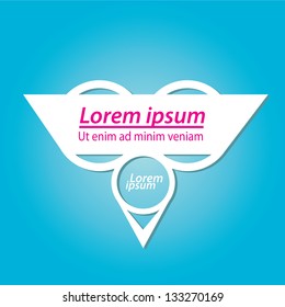 Abstract glossy white origami speech bubble on blue background. Vector abstract cut paper background. Blue brochure design template. Circle abstract design.