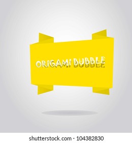 Abstract glossy yellow origami speech bubble. Vector illustration.