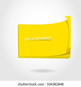 Abstract glossy yellow origami speech bubble. Vector illustration.