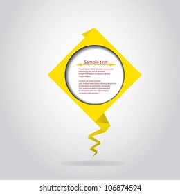Abstract glossy yellow origami speech bubble. Vector illustration.
