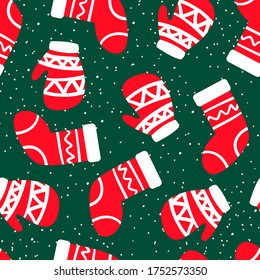 Abstract Gloves And Socks Pattern, Christmas Holiday Pattern, Vector Illustration EPS 10.
