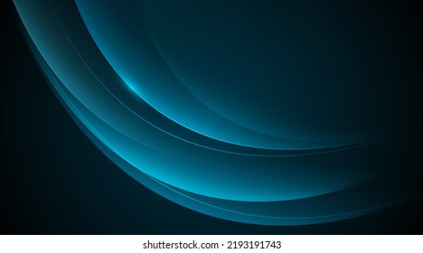 Abstract glow blue curve on dark blue background. Modern blue gradient curve overlap composition. Suit for banner, poster, website, brochure, cover, flyer, business. Vector illustration
