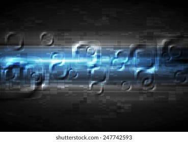 Abstract glow blue tech background. Vector design
