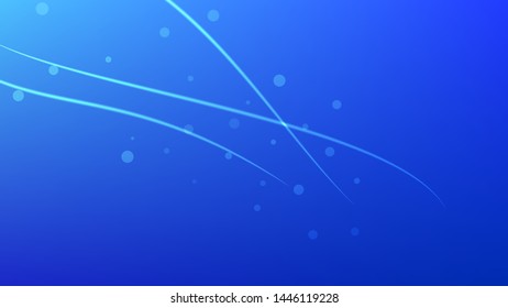 Abstract Glow blue Waves and Dots on Soft Gradient Background. Underwater wallpaper