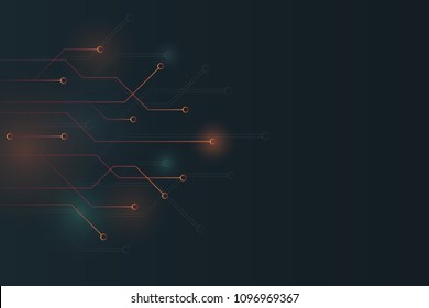 Abstract glow in dark circuit board technology background.