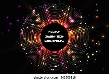 Abstract glow disc round frame background. Sparkle on circular line. Space futuristic design