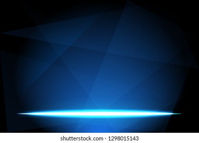 Abstract Glow light effect on triangle dark blue background.