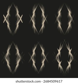 Abstract glow lines. Symmetric shape illustration. Gold Vector graphic. Modern mystic ornament. EPS 10.