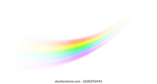 Abstract glow refraction effect on a light background. A set of iridescent crystalline highlights with reflective and transparent refraction elements, creating a dreamy and futuristic look.