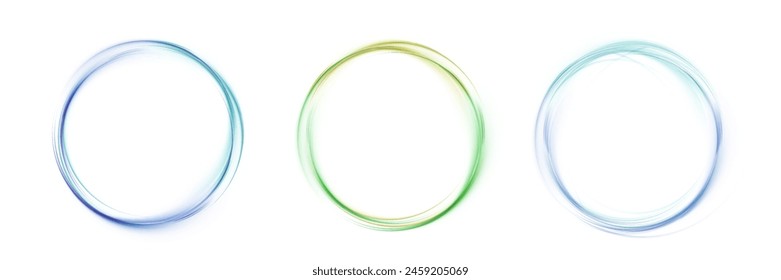 Abstract glow ring light effect background. Energy flow tunnel on a white background. Blue portal, platform. Magic circle vector. Round frame with light effect