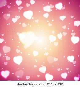 Abstract Glow Soft Hearts for Valentines Day Background Design. Vector Illustration.