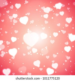 Abstract Glow Soft Hearts for Valentines Day Background Design. Vector Illustration.