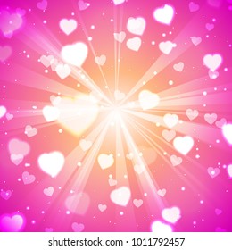 Abstract Glow Soft Hearts for Valentines Day Background Design. Vector Illustration.