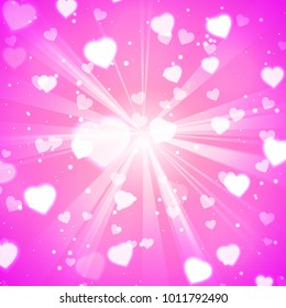 Abstract Glow Soft Hearts for Valentines Day Background Design. Vector Illustration.