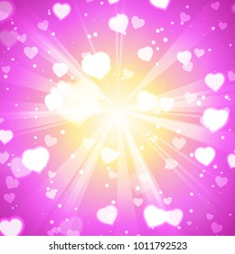 Abstract Glow Soft Hearts for Valentines Day Background Design. Vector Illustration.