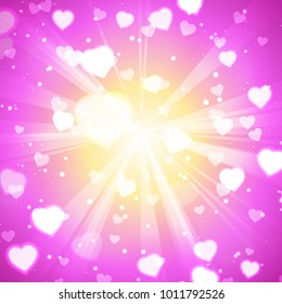Abstract Glow Soft Hearts for Valentines Day Background Design. Vector Illustration.