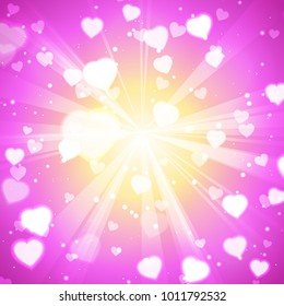 Abstract Glow Soft Hearts for Valentines Day Background Design. Vector Illustration.