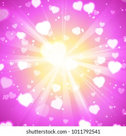 Abstract Glow Soft Hearts for Valentines Day Background Design. Vector Illustration.