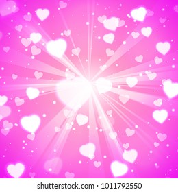 Abstract Glow Soft Hearts for Valentines Day Background Design. Vector Illustration.