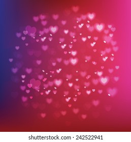 Abstract Glow Soft Hearts for Valentines Day Background Design. Vector Illustration.