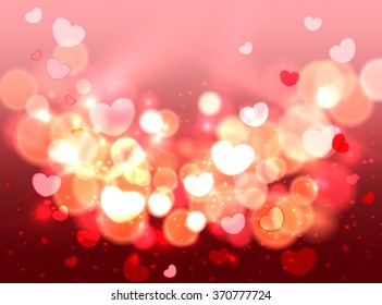 Abstract Glow Soft Hearts for Valentines Day Background
