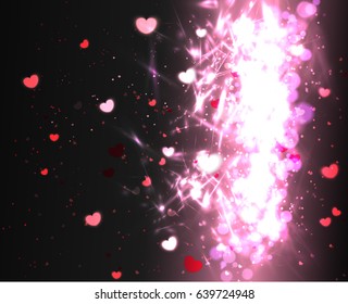 Abstract Glow Soft Hearts for Valentines Day Background