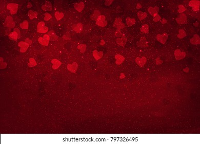 Abstract Glow Soft red Hearts for Valentines Day Background. Falling  hearts. Design template for Wallpaper, flyers, invitation, posters, brochure, banners. Vector illustration.