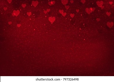Abstract Glow Soft red Hearts for Valentines Day Background. Falling  hearts. Design template for Wallpaper, flyers, invitation, posters, brochure, banners. Vector illustration.