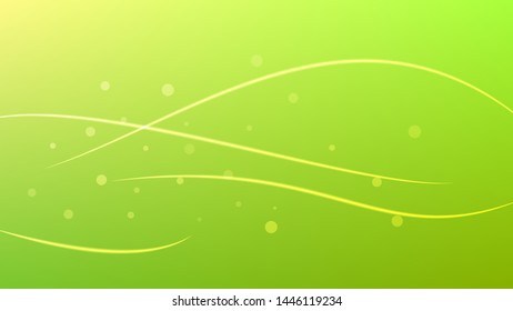 Abstract Glow yellow Waves and Dots on Soft green Gradient Background
