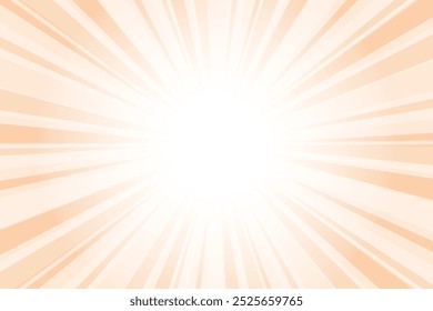 Abstract glowing apricot color sunburst background. Light glow effect sunburst background for presentation, banner, poster, flyer, sales. Modern pop art poster for summer and spring.