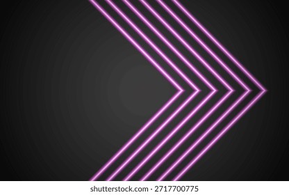 Seta brilhante abstrata com iluminação e linhas de grade no plano de fundo, conceito de tecnologia avançada. Ilustração vetorial.